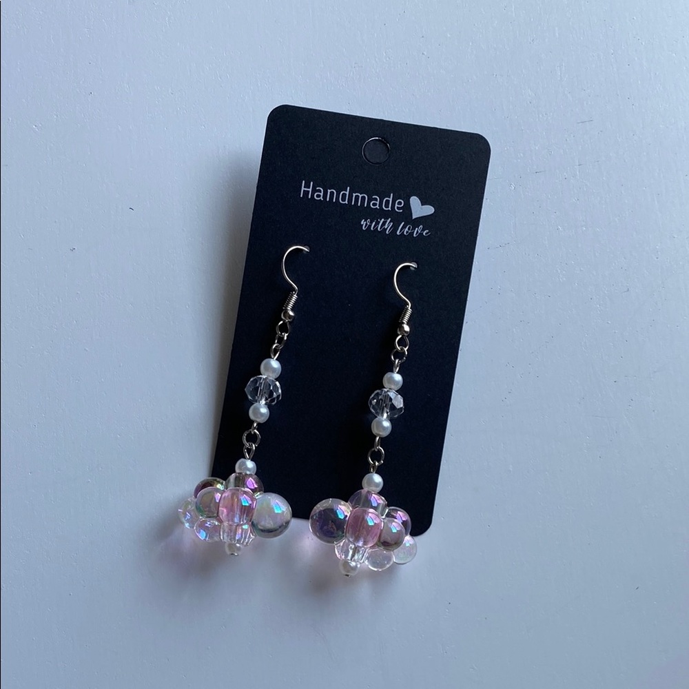 Handmade Pink and Silver Earrings